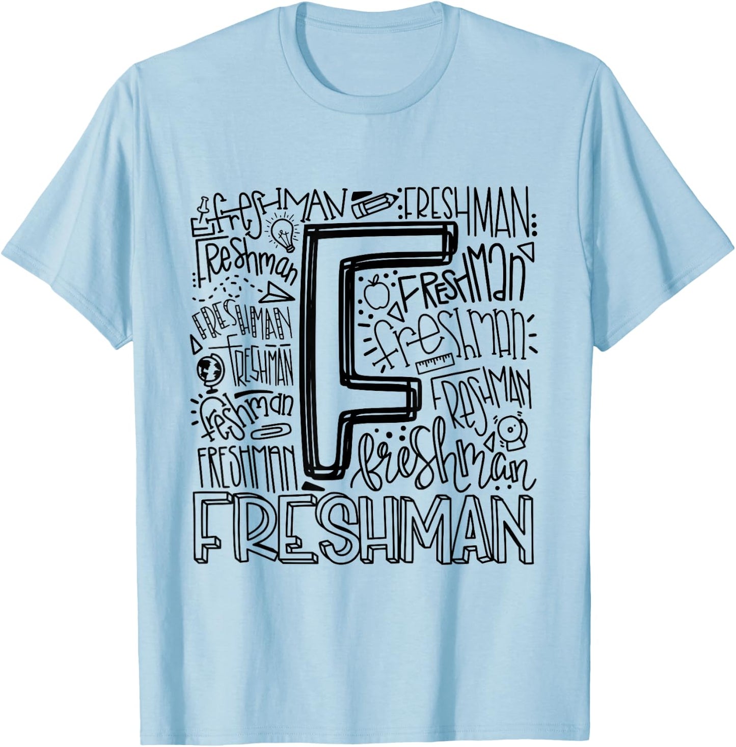 Freshman Ninth 9th Grade Typography Back To School T-Shirt - T-Shirt | Light Blue