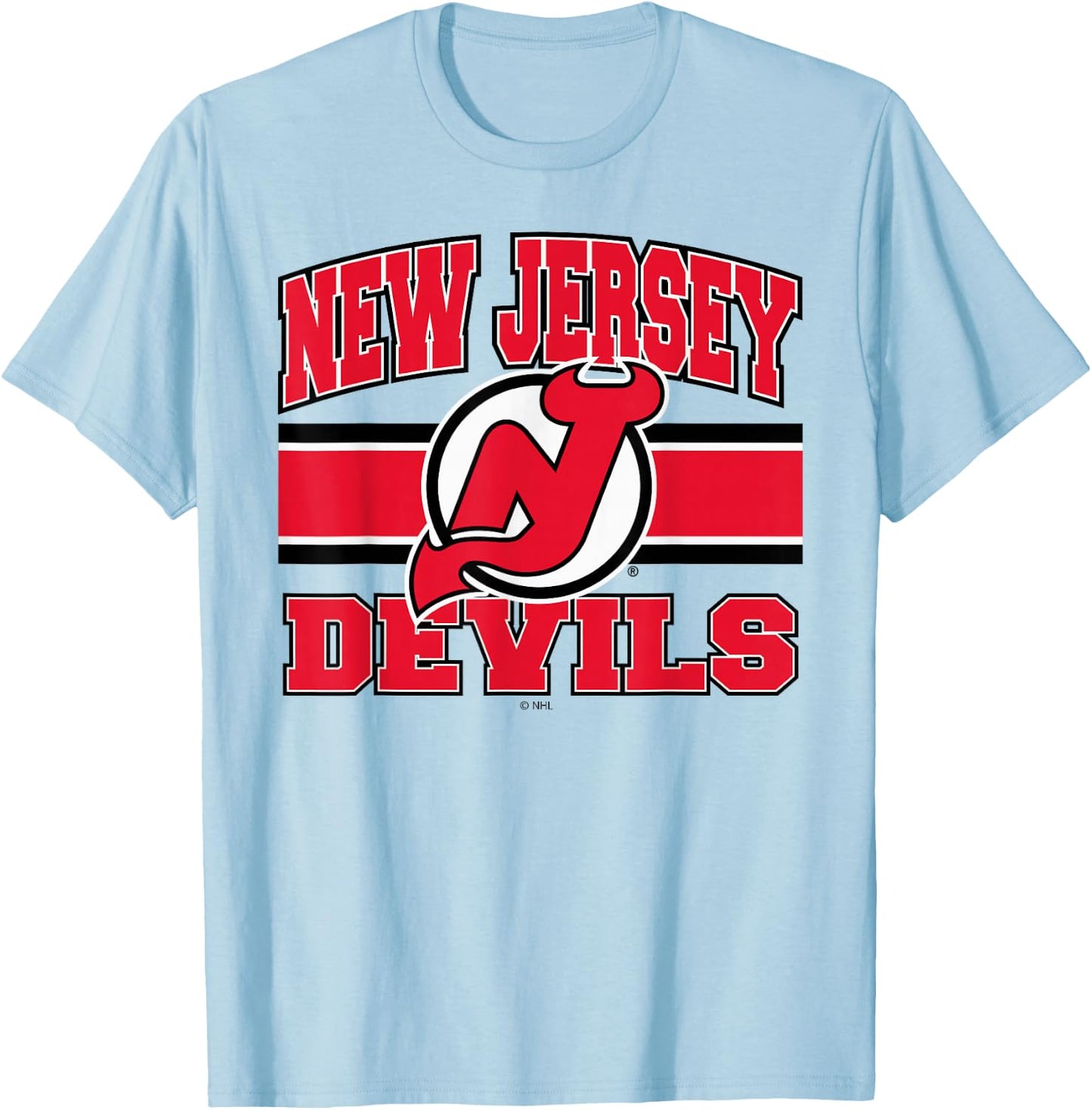 New Jersey Devils Stripe Gray Officially Licensed T-Shirt - T-Shirt | Light Blue