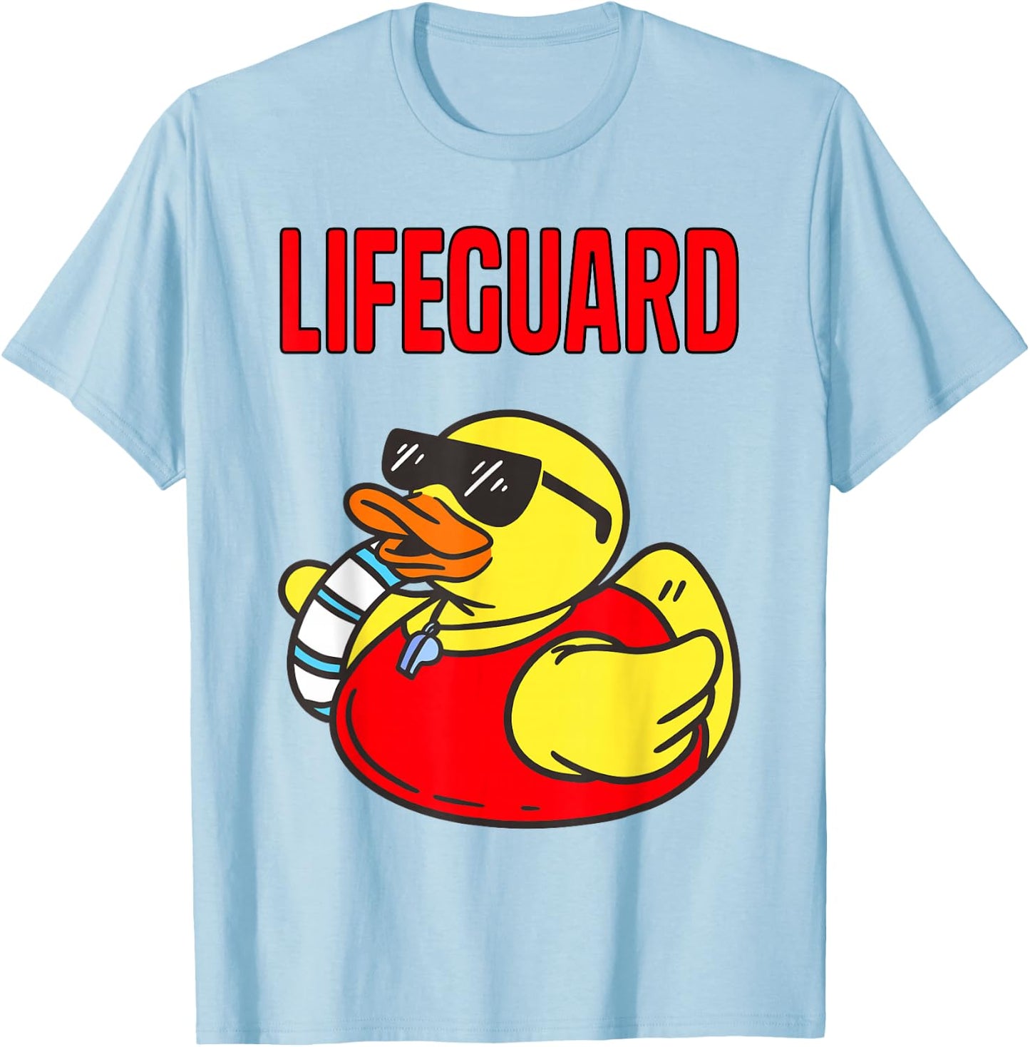 Rubber Duck Graphic Parody Lifeguard T-Shirt - T-Shirt | Light Blue