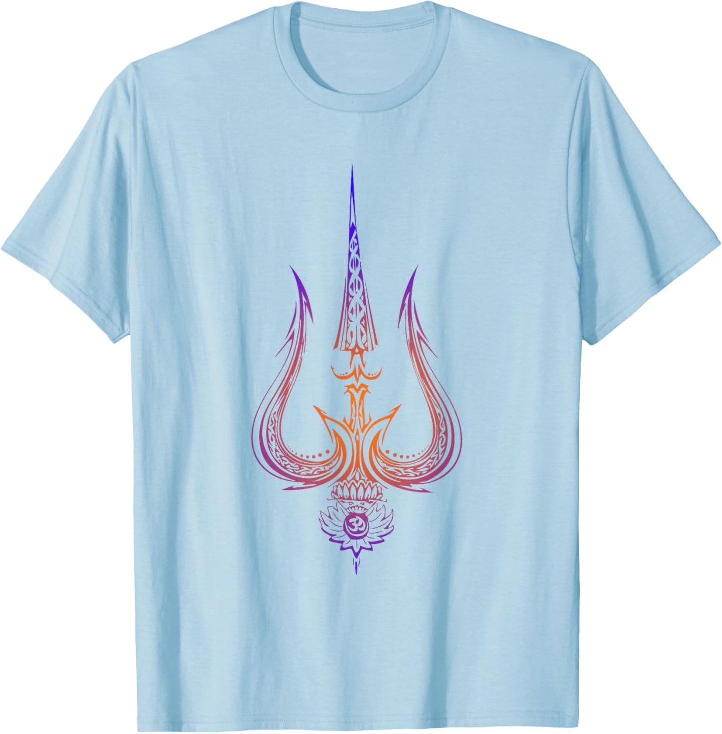 OM-Lord Shiva Divine Spear Trident Trishul T-Shirt - T-Shirt | Light Blue