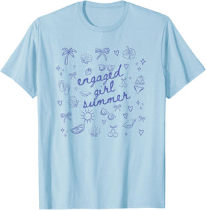 Engaged Girl Summer Coastal Bride to Be T-Shirt - T-Shirt | Light Blue