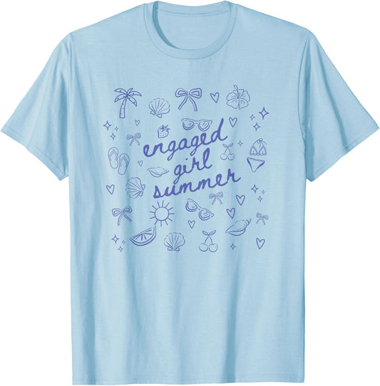 Engaged Girl Summer Coastal Bride to Be T-Shirt - T-Shirt | Light Blue