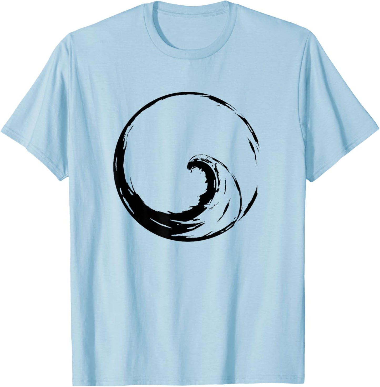 Peace Wave in Enso Circle - Buddhist Zen Calligraphy Shirt T-Shirt - T-Shirt | Light Blue