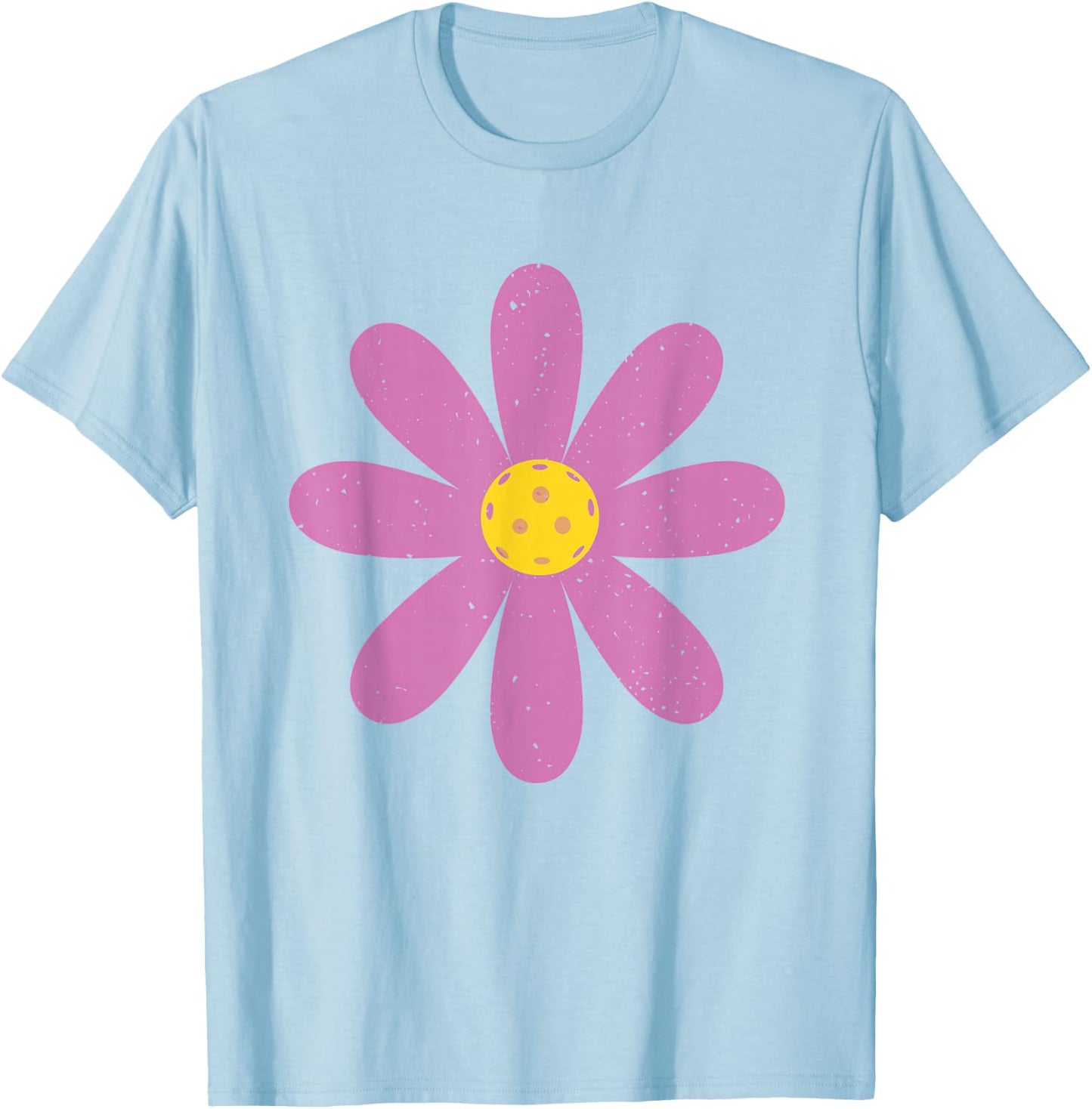 Fun Spring Centre de Pickleball avec Marguerites Violettes T-Shirt - T-Shirt | Light Blue