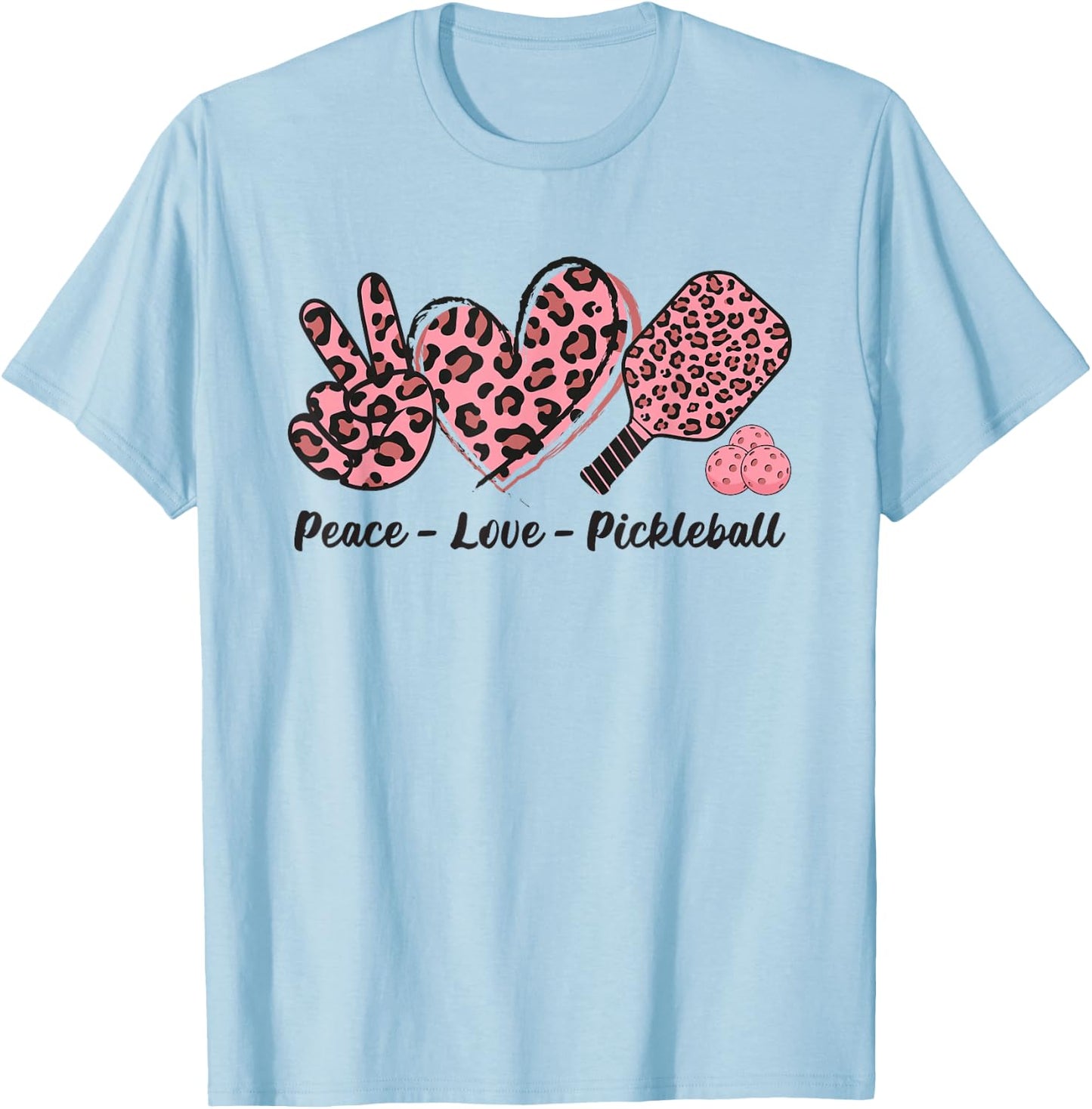 Peace Love Pickleball Ladies Cute Pickleball Player T-Shirt - T-Shirt | Light Blue