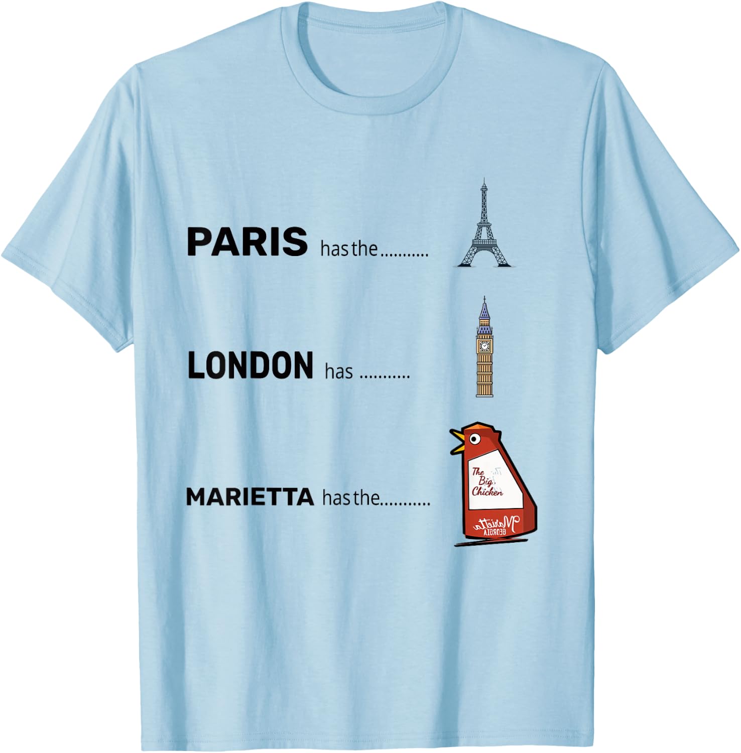 Paris Eiffel London Marietta has the Big Chiken T-Shirt - T-Shirt | Light Blue