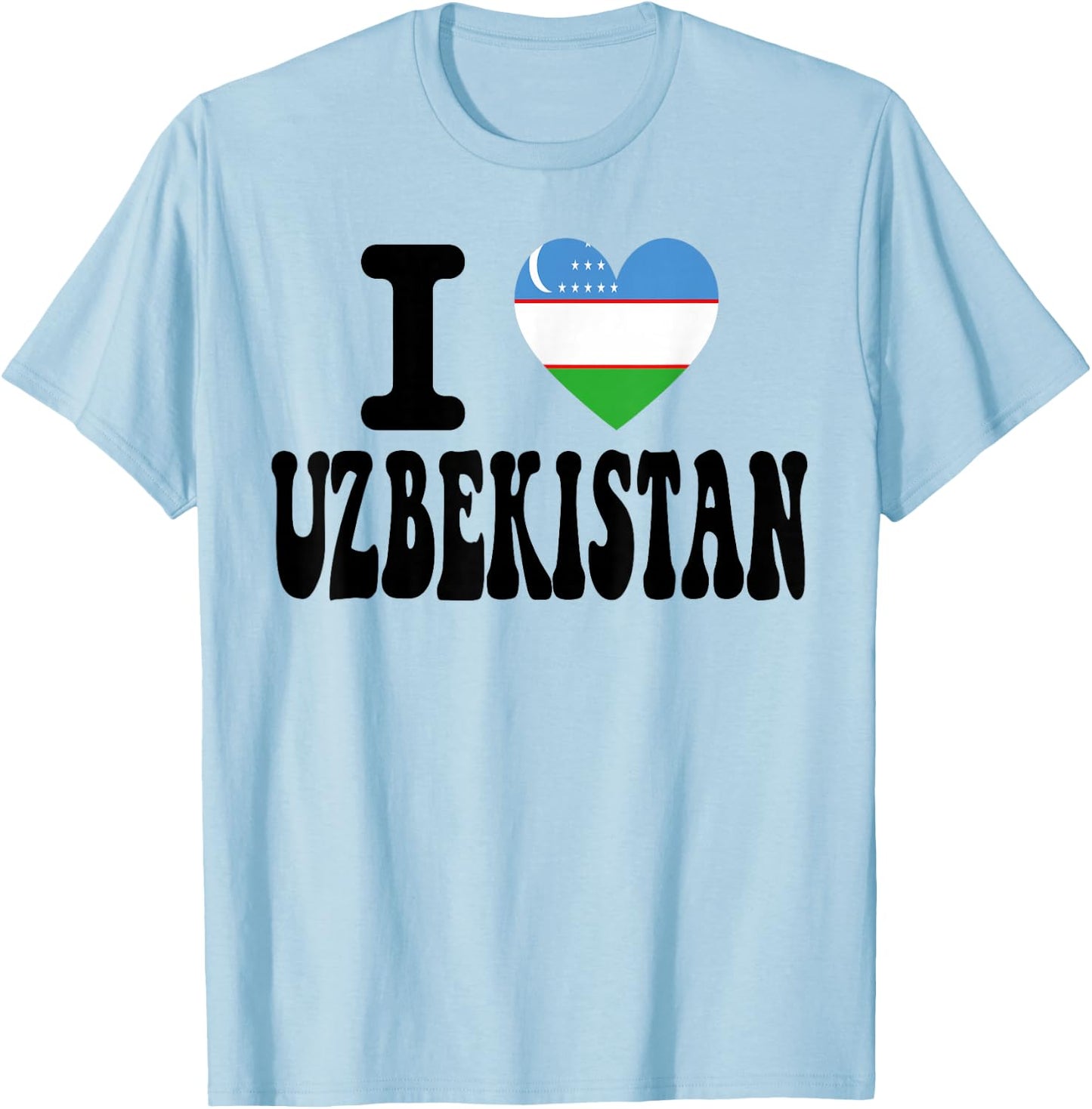 I Love Uzbekistan Heart Flag Retro Travel Souvenir T-Shirt - T-Shirt | Light Blue