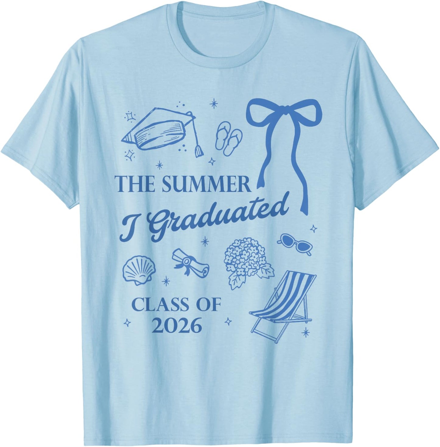 The Summer I Graduated Class of 2026 Seashell Coastal Beach T-Shirt - T-Shirt | Light Blue