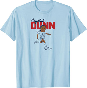 Crystal Dunn: Caricature - USWNT Players Association Soccer T-Shirt - T-Shirt | Light Blue