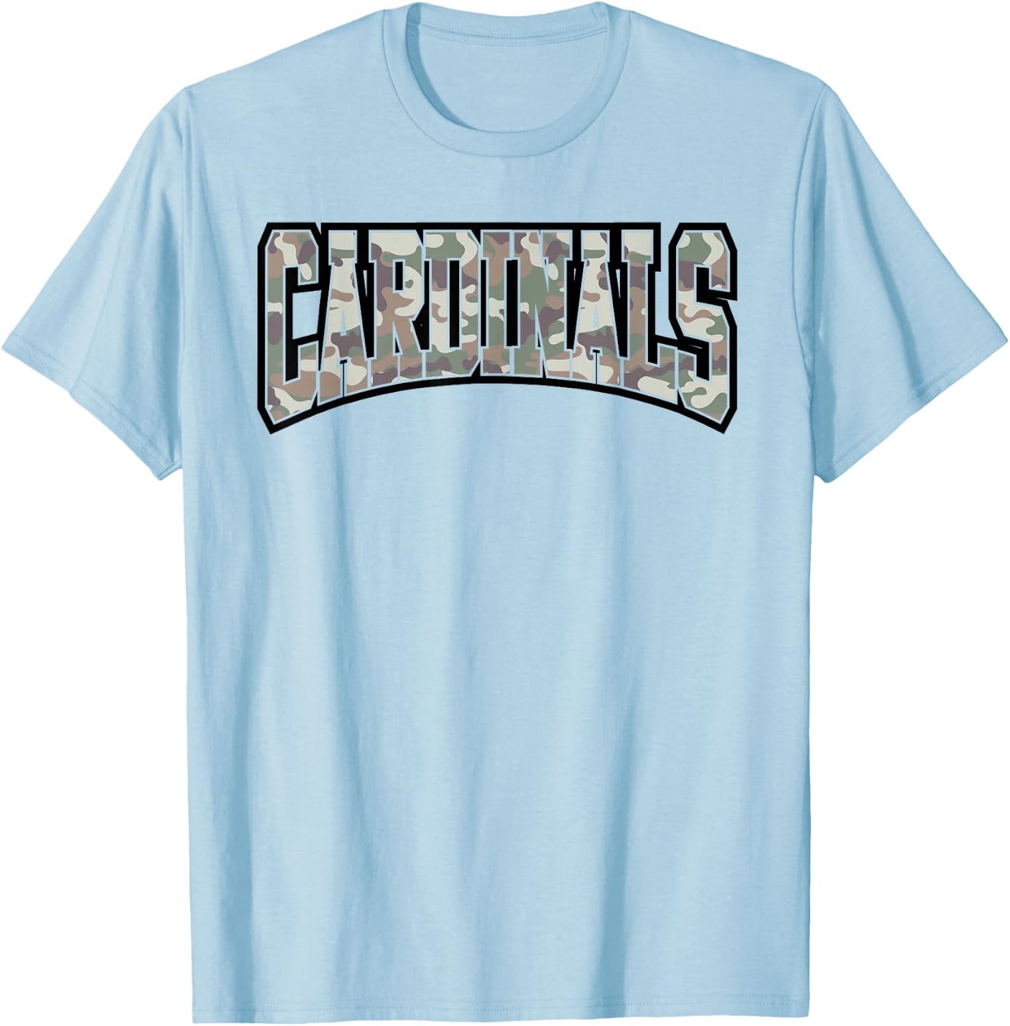 Cardinals Camouflage Word School Spirit Game Day Camo T-Shirt - T-Shirt | Light Blue