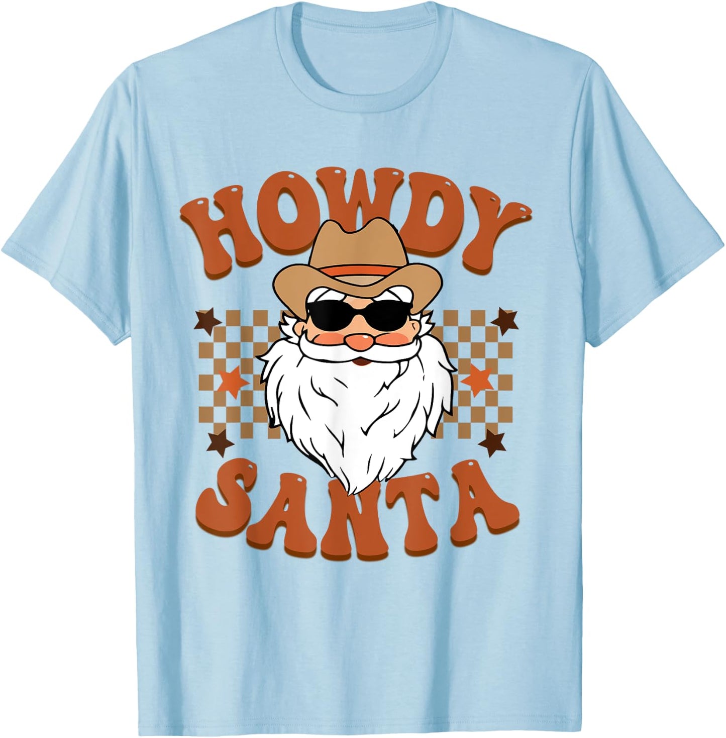 Retro Howdy Santa Cowboy Cowgirl Western Howdy Christmas T-Shirt - T-Shirt | Light Blue