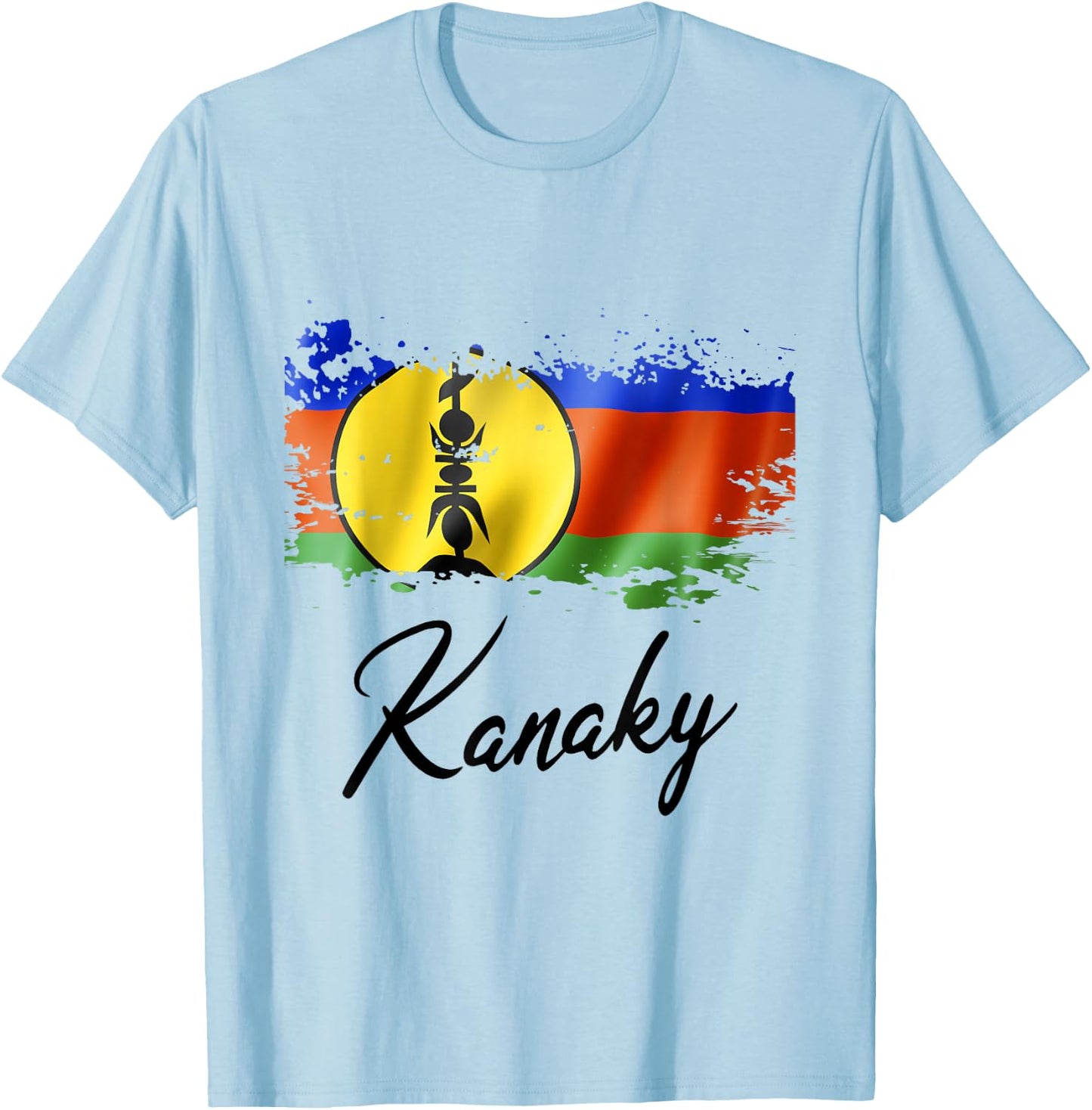 Flag Kanak New Caledonia Grunge Man Woman Child , Blue, S T-Shirt - T-Shirt | Light Blue