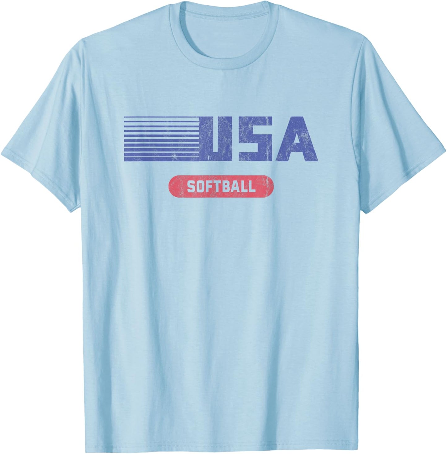 Retro USA 2020 Team American Softball Vintage T-Shirt - T-Shirt | Light Blue