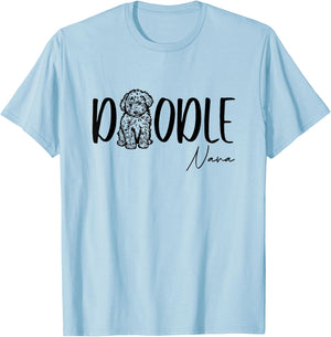Doodle Nana Cute Doodle Family Doodle Owner Grandma Mimi T-Shirt - T-Shirt | Light Blue