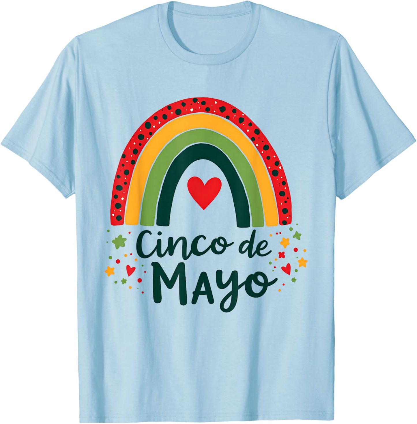 Cinco De Mayo Mexican Rainbow Leopard Teacher Mexico Themed T-Shirt - T-Shirt | Light Blue