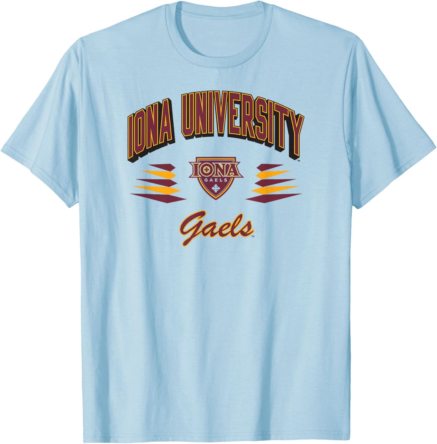 Iona Gaels Retro Diamond White Officially Licensed T-Shirt - T-Shirt | Light Blue