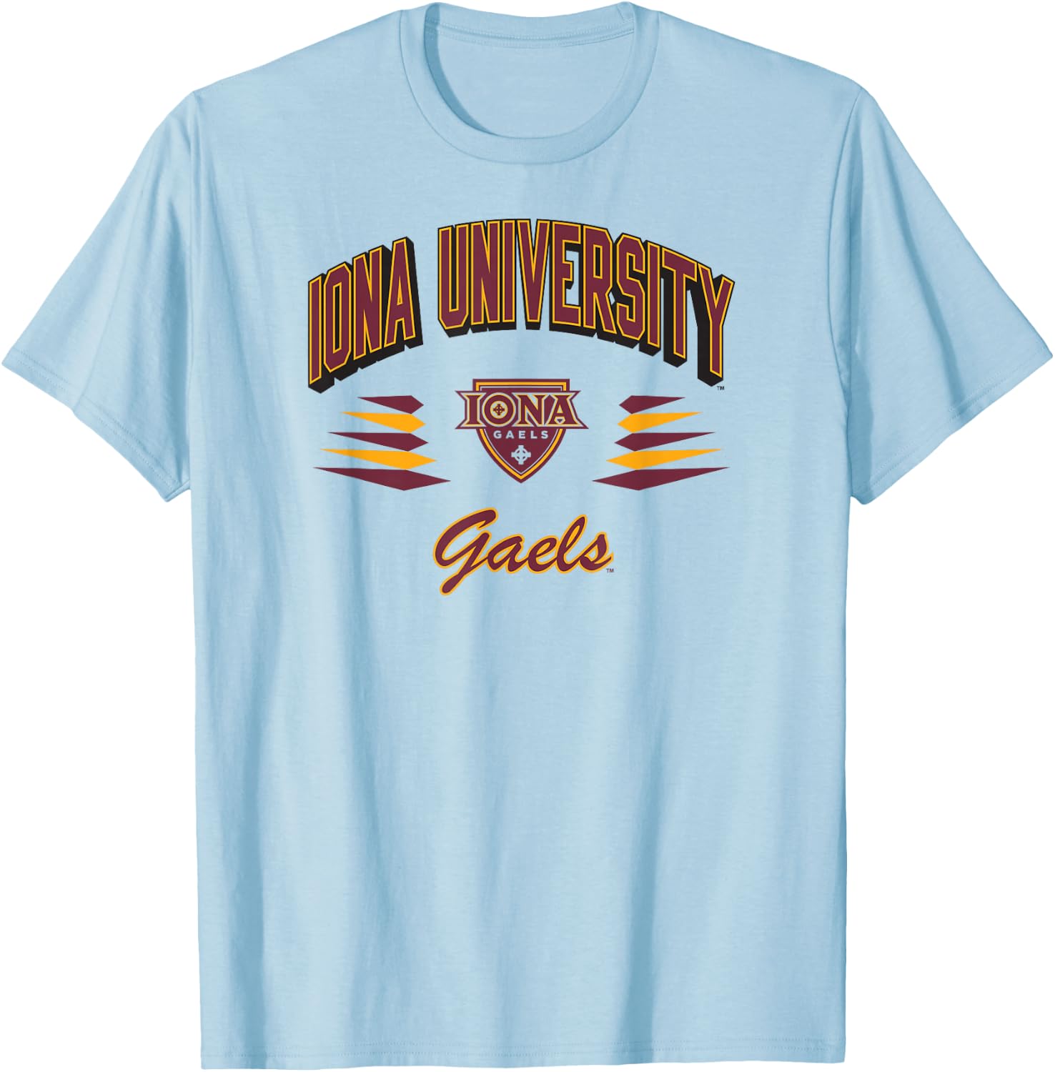 Iona Gaels Retro Diamond White Officially Licensed T-Shirt - T-Shirt | Light Blue