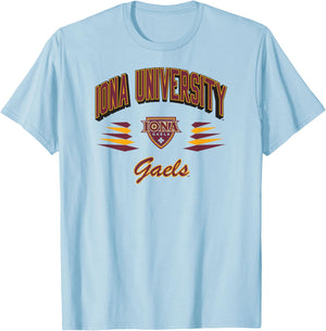 Iona Gaels Retro Diamond White Officially Licensed T-Shirt - T-Shirt | Light Blue