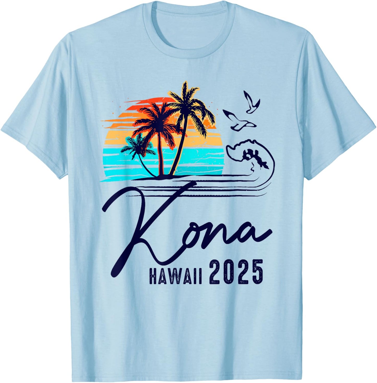 Kona Hawaii 2025 Summer Vacation Matching Family Group T-Shirt - T-Shirt | Light Blue