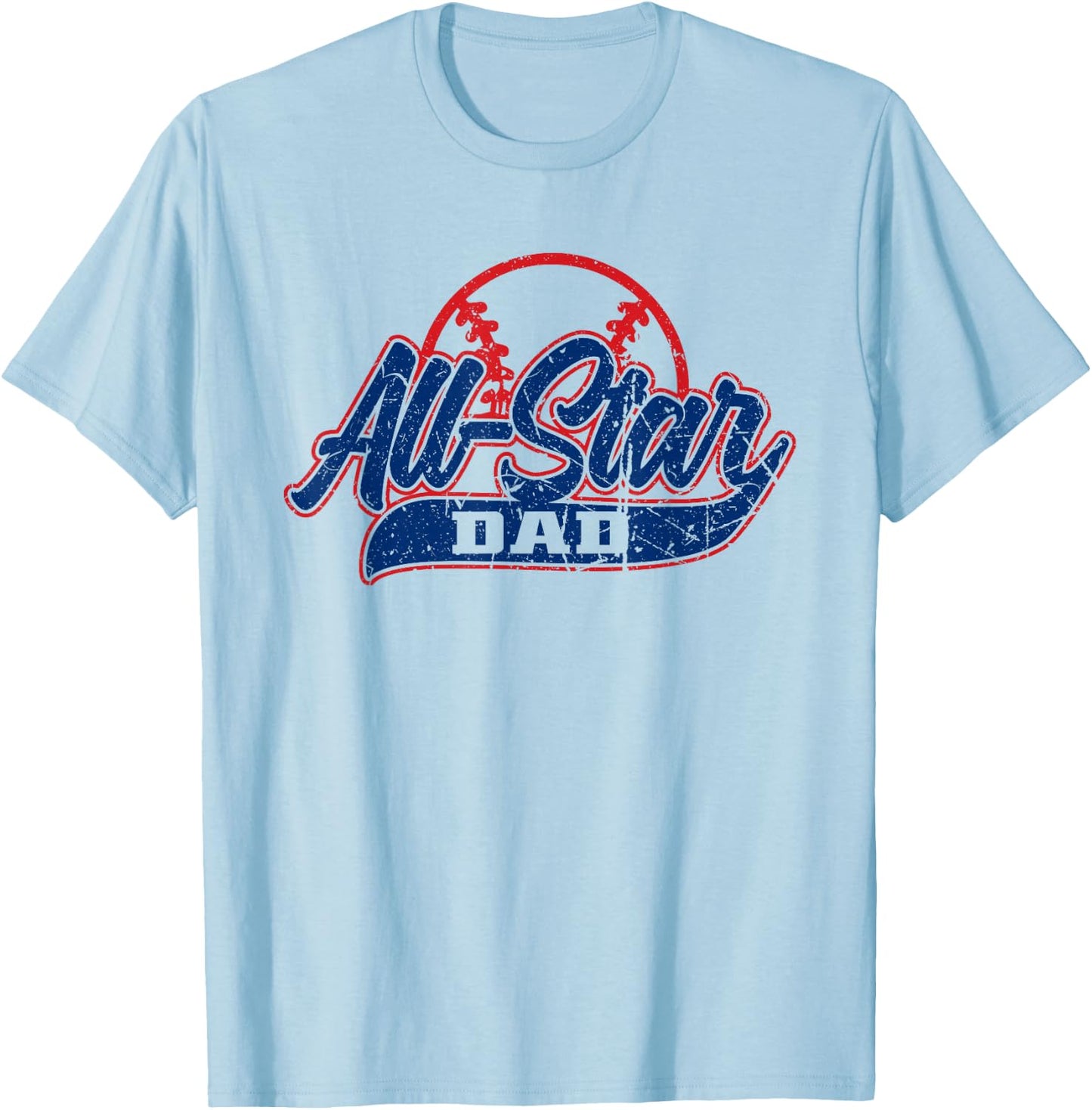 Retro Baseball All-Star Dad T-Shirt - T-Shirt | Light Blue