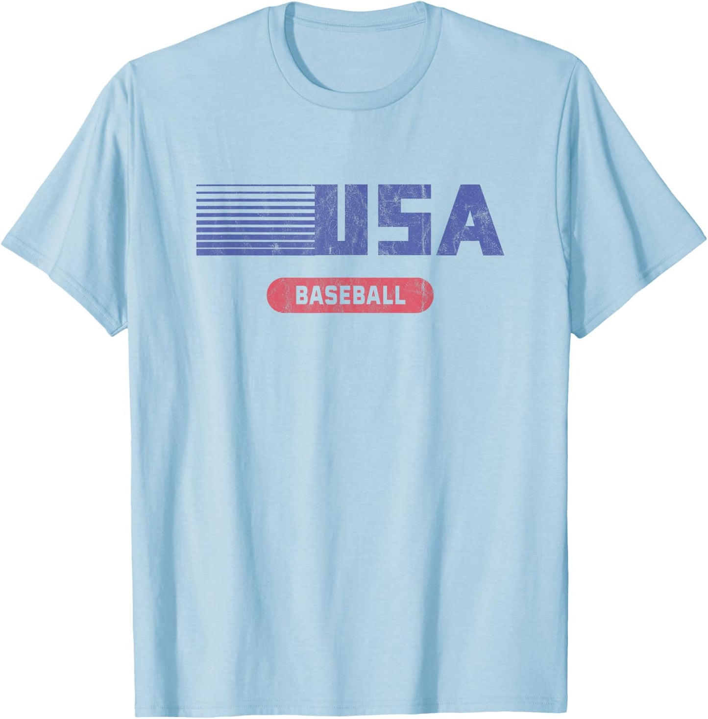 Retro USA 2020 Team American Baseball Vintage T-Shirt - T-Shirt | Light Blue