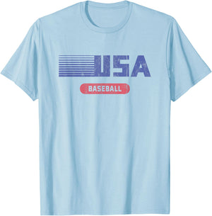 Retro USA 2020 Team American Baseball Vintage T-Shirt - T-Shirt | Light Blue