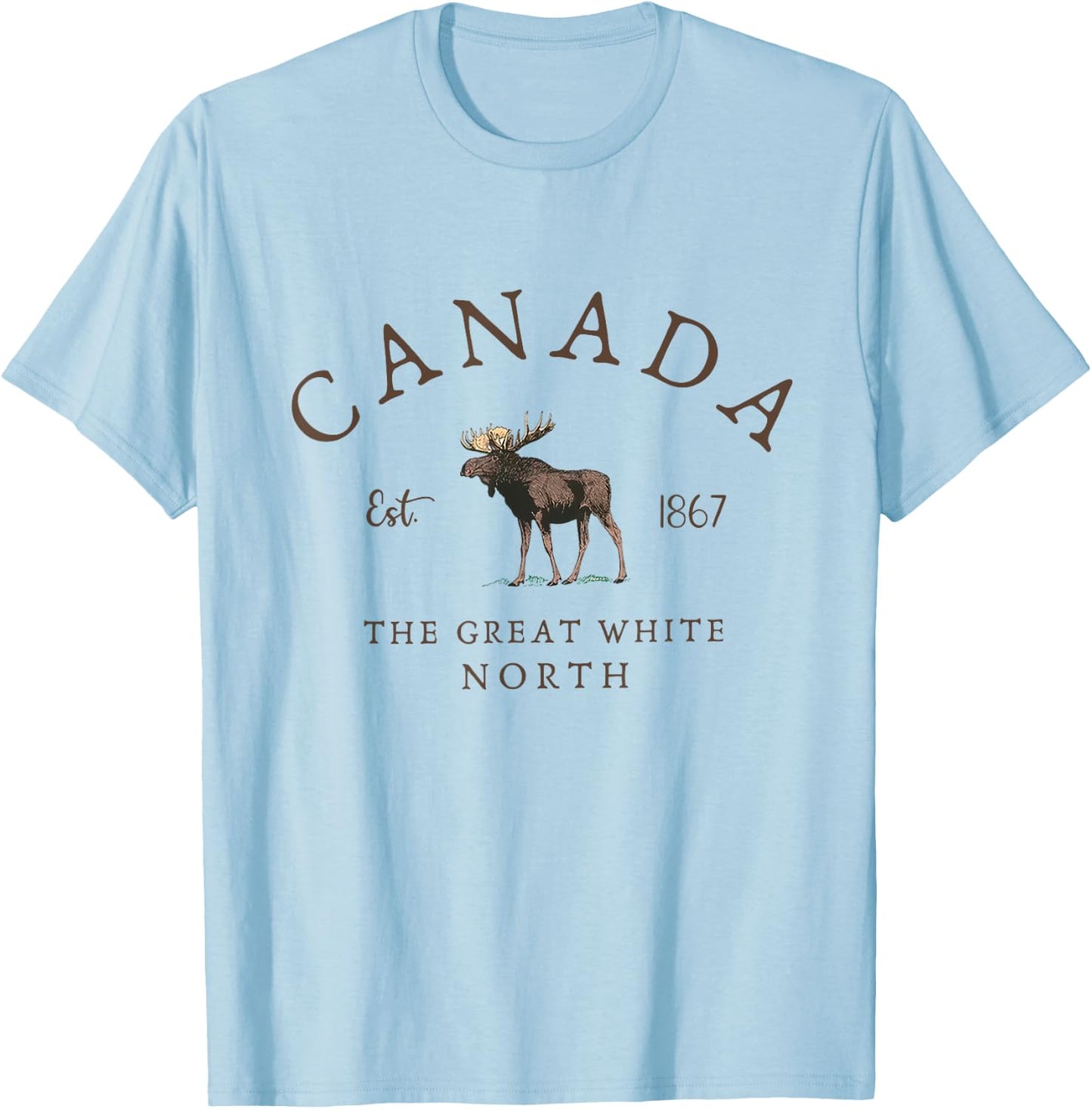Vintage Moose Canada 1867 The Great White North Canada Day T-Shirt - T-Shirt | Light Blue