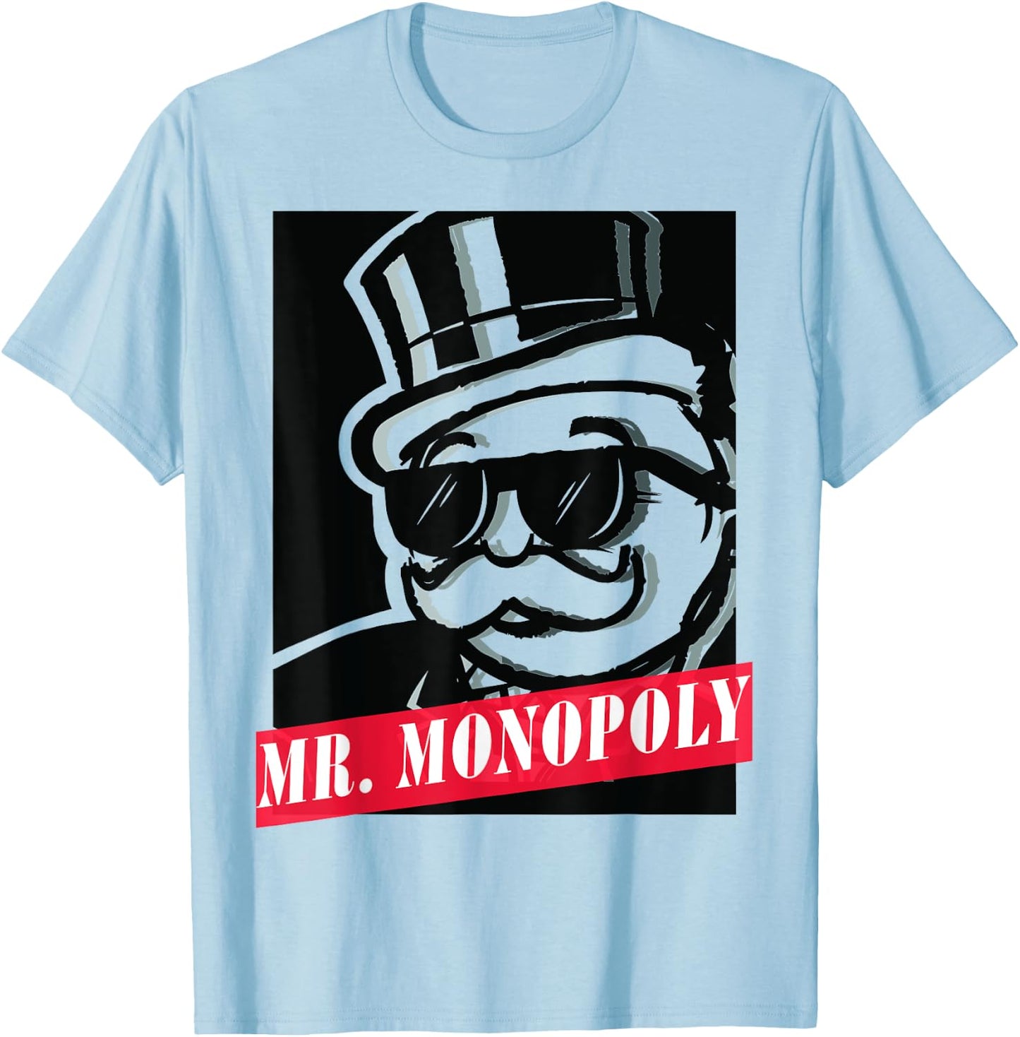 Monopoly Rich Uncle Pennybags Graphic Logo Poster T-Shirt - T-Shirt | Light Blue