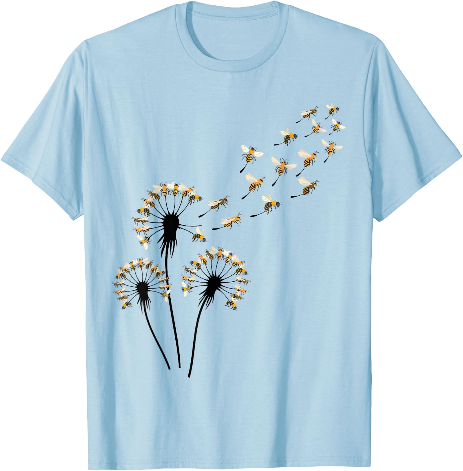 Bee Shirts Dandelion Bee Shirt for Bee Lover | Blue Floral T-Shirt - T-Shirt | Light Blue