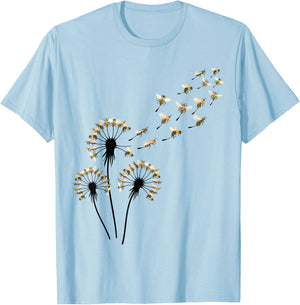 Bee Shirts Dandelion Bee Shirt for Bee Lover | Blue Floral T-Shirt - T-Shirt | Light Blue