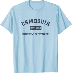 Varsity Script Khmer Kingdom of Wonder Cambodia T-Shirt - T-Shirt | Light Blue