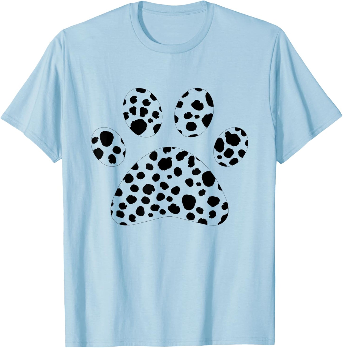 Dalmatian Dog Paw Polka Dot White Black Polka Dot Men Women , White T-Shirt - T-Shirt | Light Blue