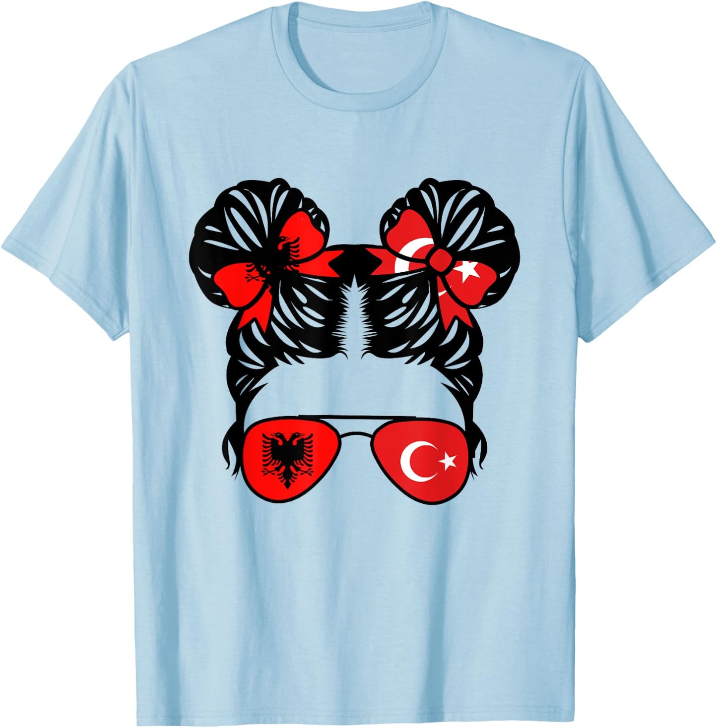 Half Albanian Half Turkish Girl Albania Kids Heritage T-Shirt - T-Shirt | Light Blue