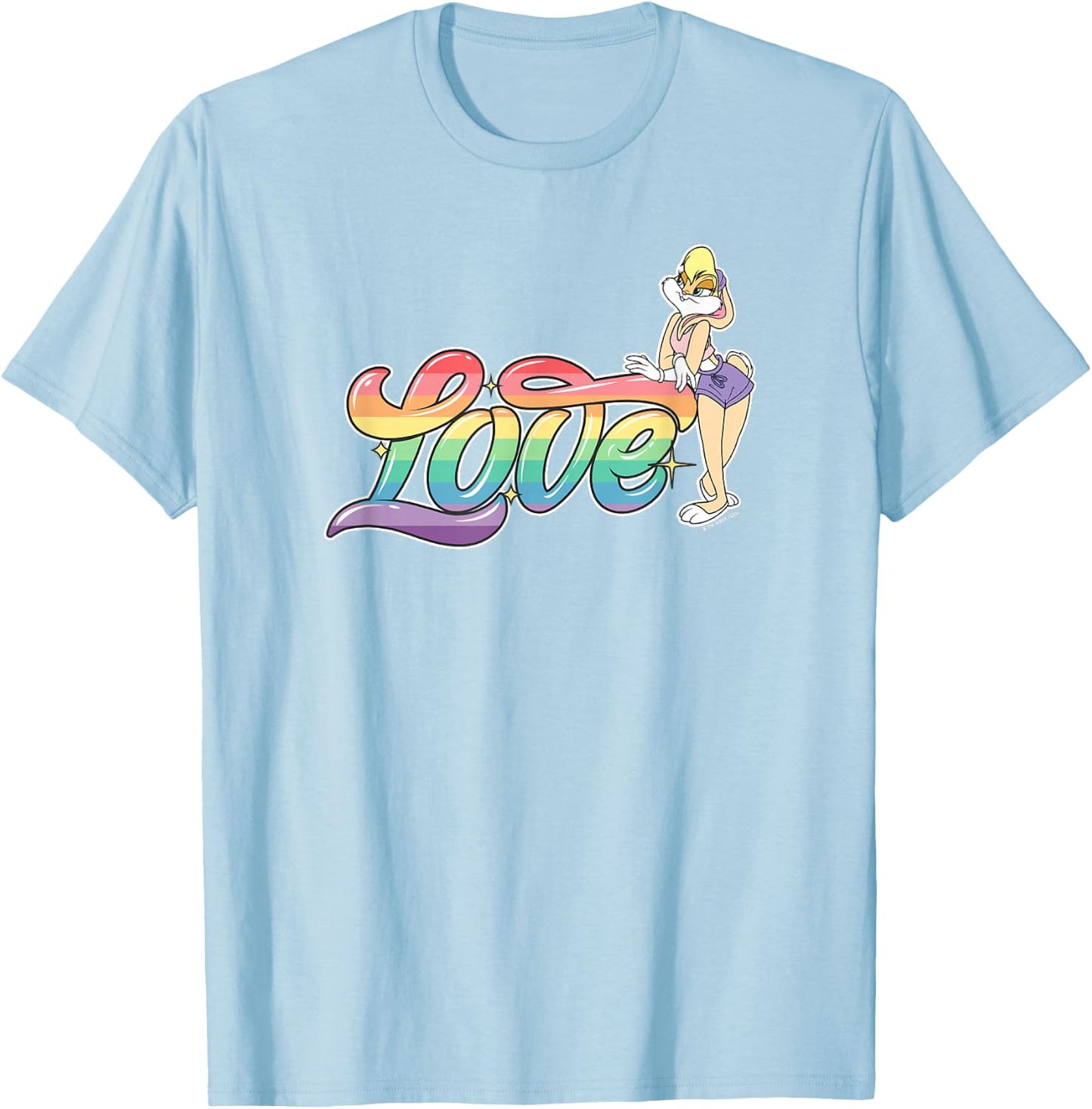 Looney Tunes Lola Bunny Love Cursive Rainbow T-Shirt - T-Shirt | Light Blue