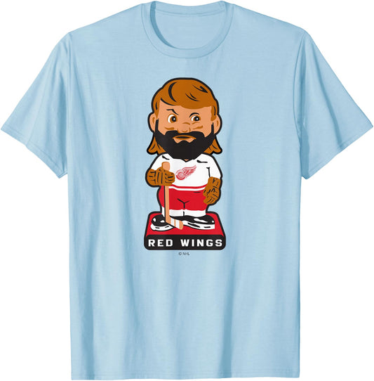 Detroit Red Wings Bobblehead Gray Officially Licensed T-Shirt - T-Shirt | Light Blue
