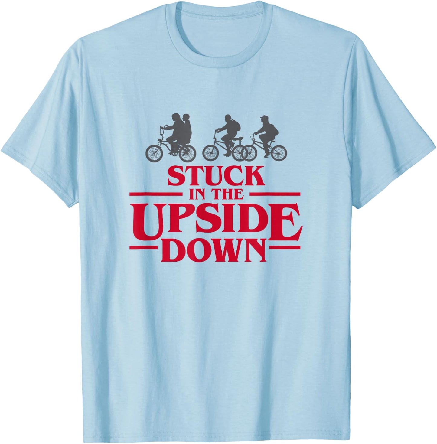 Stranger Things Stuck In The Upside Down Red Letter Logo T-Shirt - T-Shirt | Light Blue