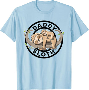 Daddy Sloth Dad Sloth Family Matching Sloth Lover Cute Sloth T-Shirt - T-Shirt | Light Blue
