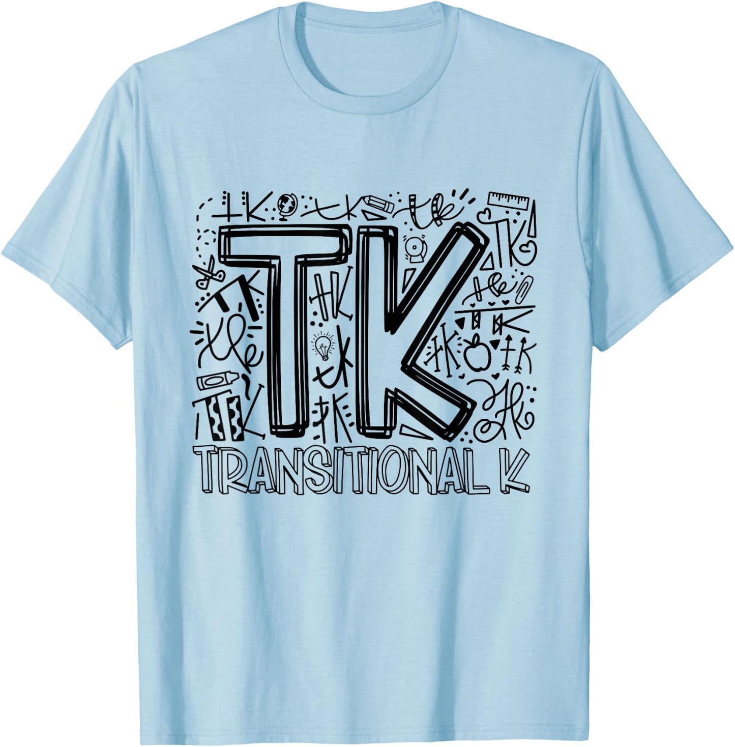 TK Transitional-Kindergarten Typography Back To School T-Shirt - T-Shirt | Light Blue