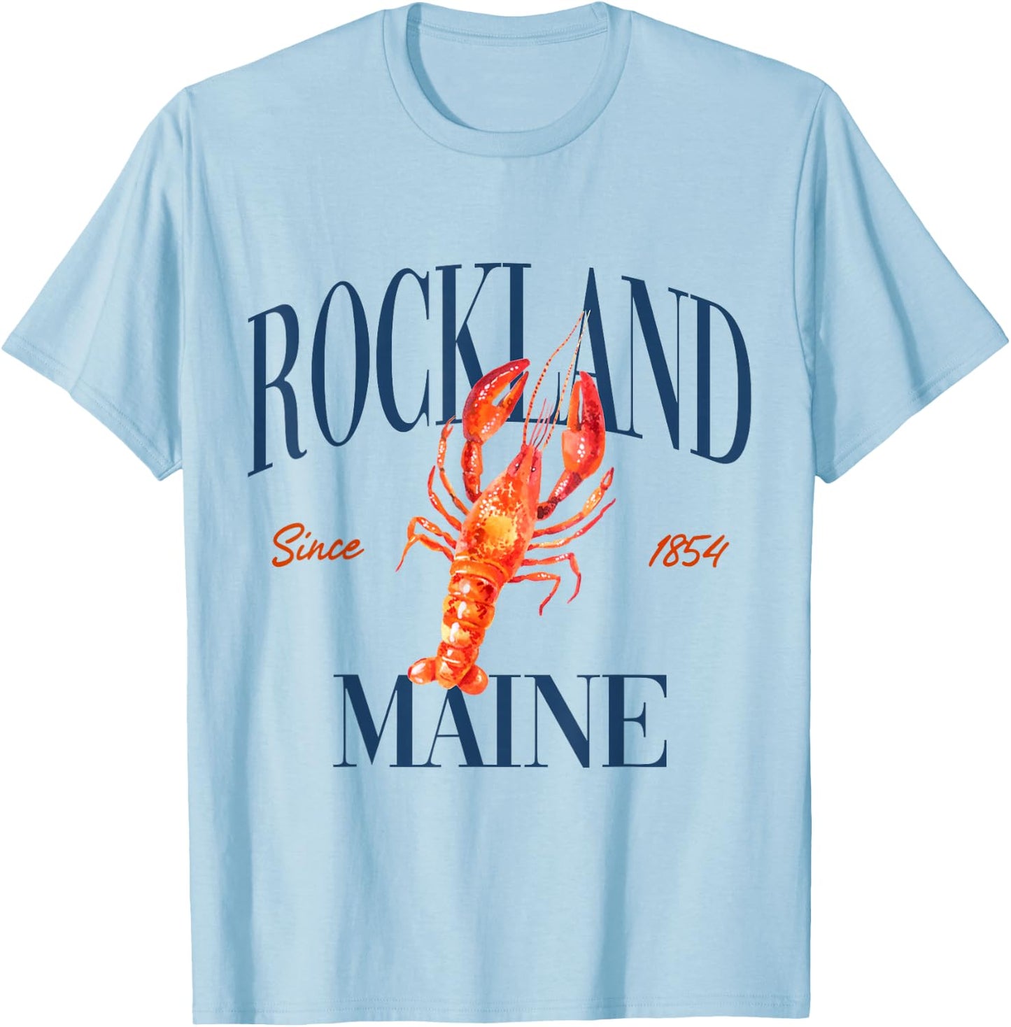 Rockland Maine Est. 1854 - Old Money, Aesthetic, Classic T-Shirt - T-Shirt | Light Blue