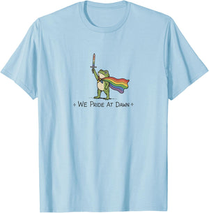 Funny LGBTQ Month We Pride At Dawn Frog Warrior Rainbow T-Shirt - T-Shirt | Light Blue