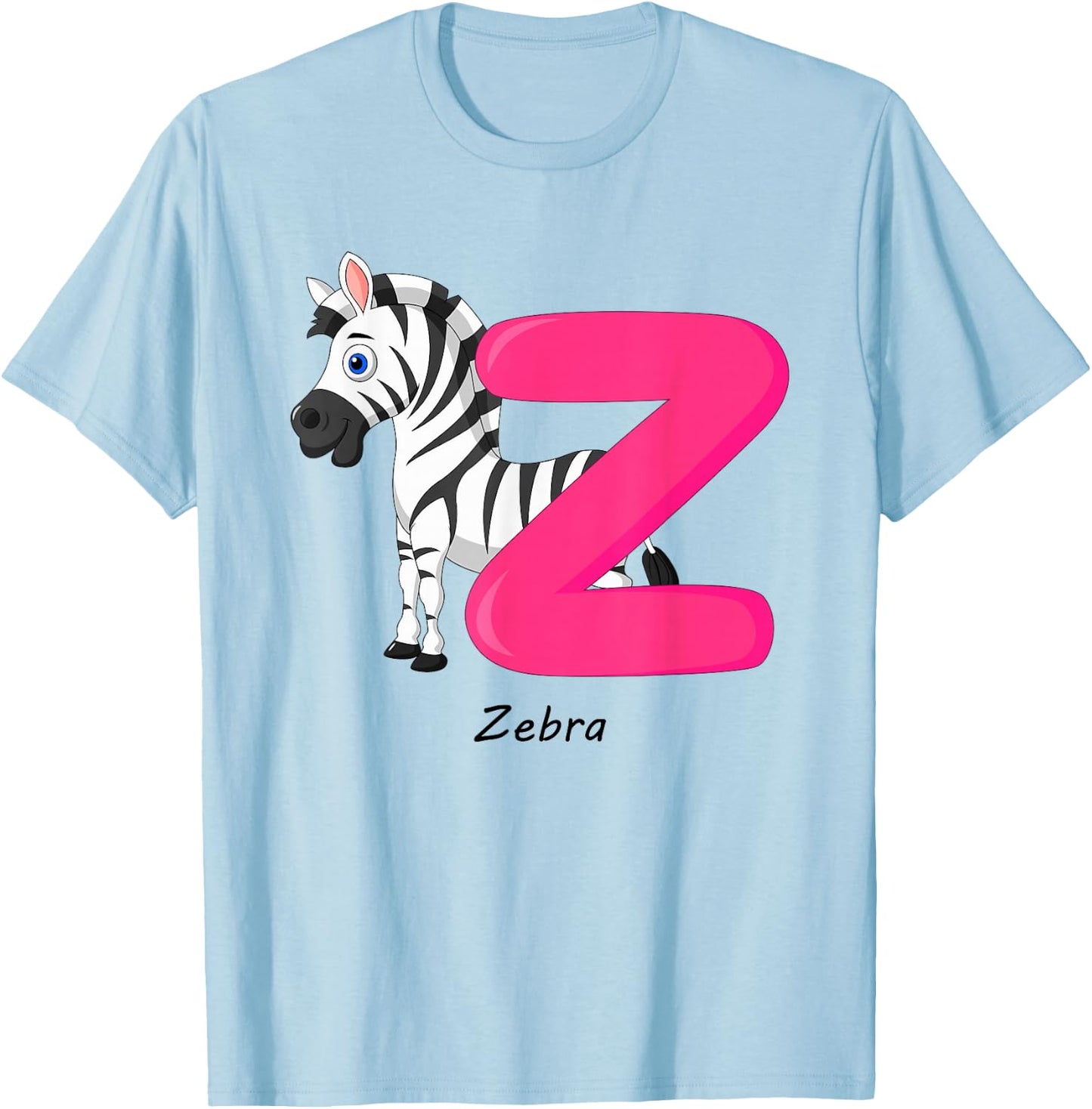 Children's Letter Design Z Like Zebra T-Shirt - T-Shirt | Light Blue