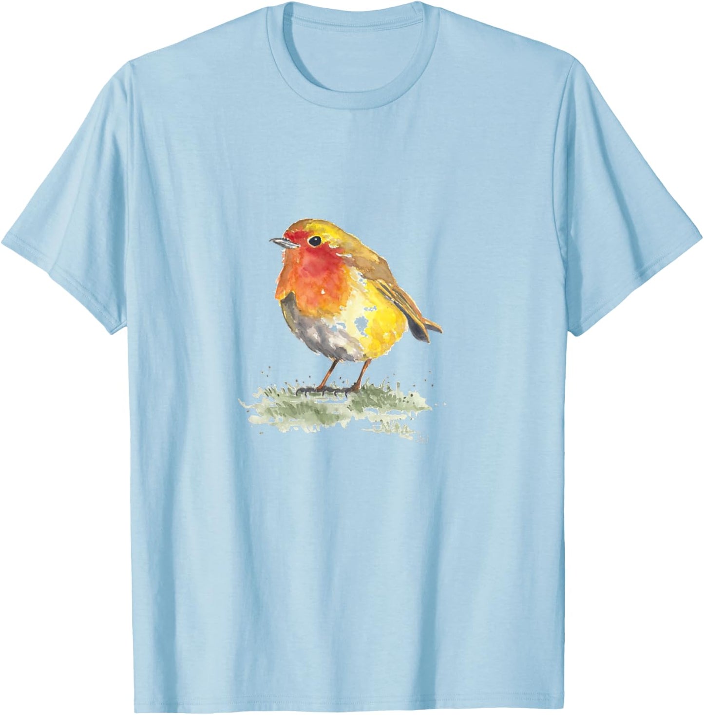 Robin Bird Motif, Print Gift , White, s T-Shirt - T-Shirt | Light Blue