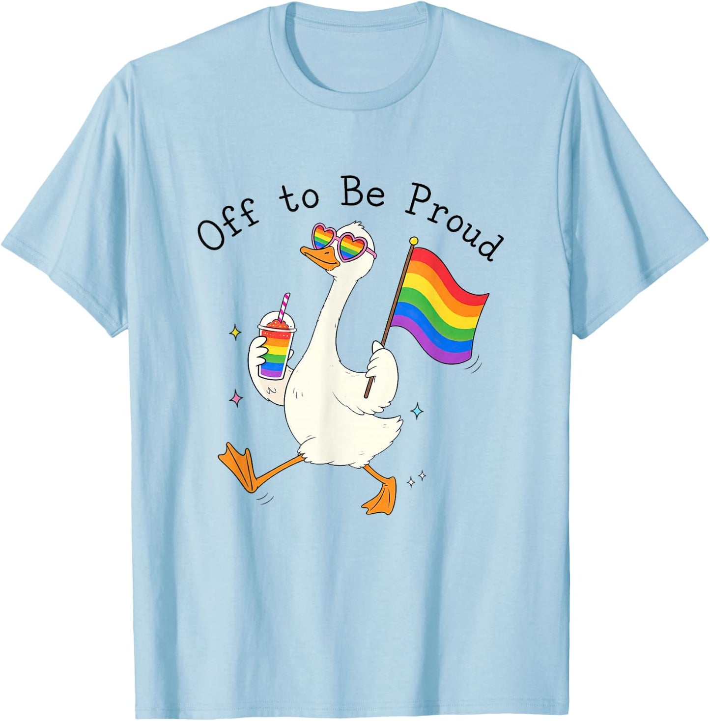 Off to Be-Proud Funny LGBTQ Silly-Goose Pride Month Rainbow T-Shirt - T-Shirt | Light Blue
