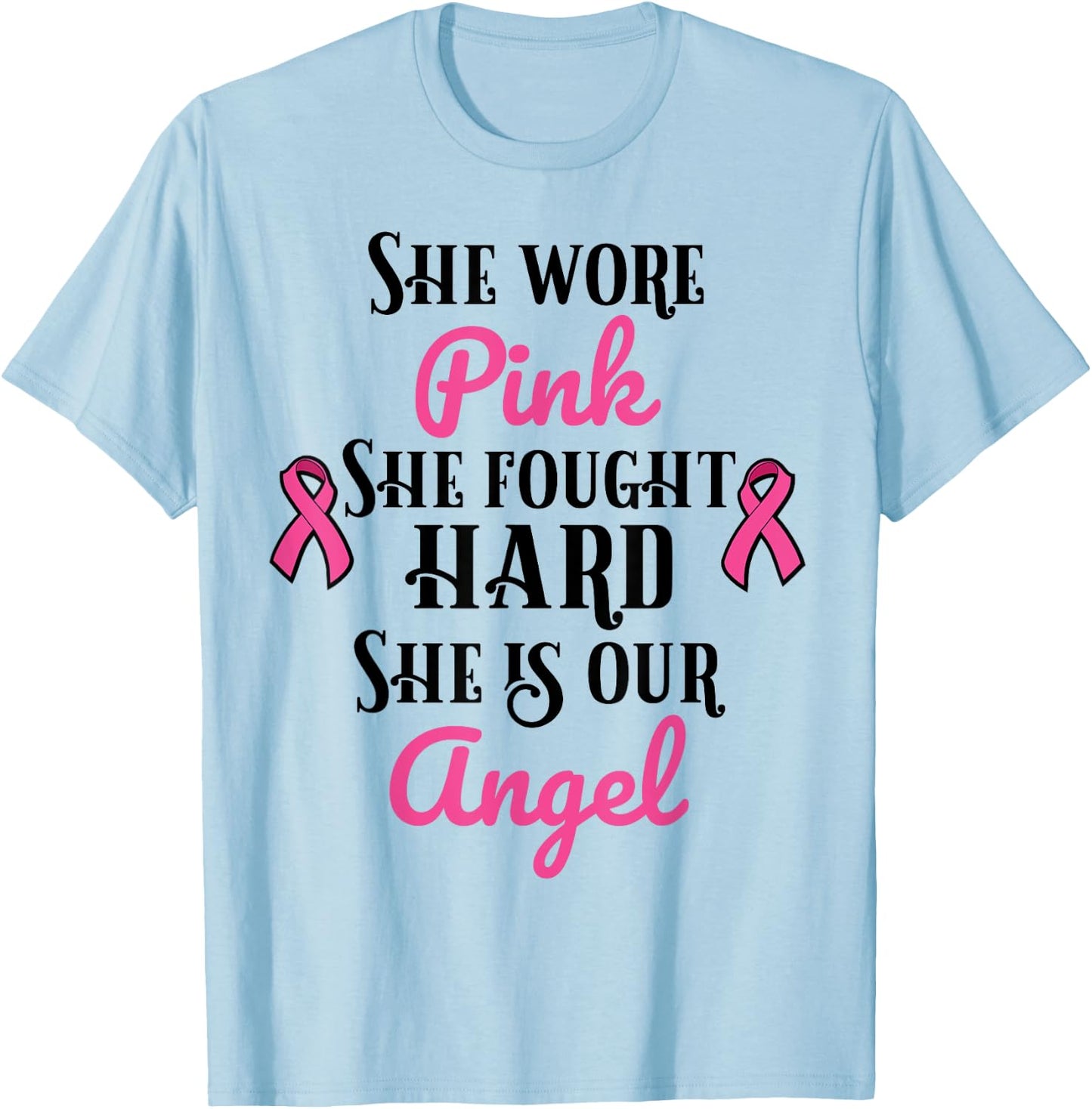 Breast Cancer Remembrance Angel T-Shirt - T-Shirt | Light Blue