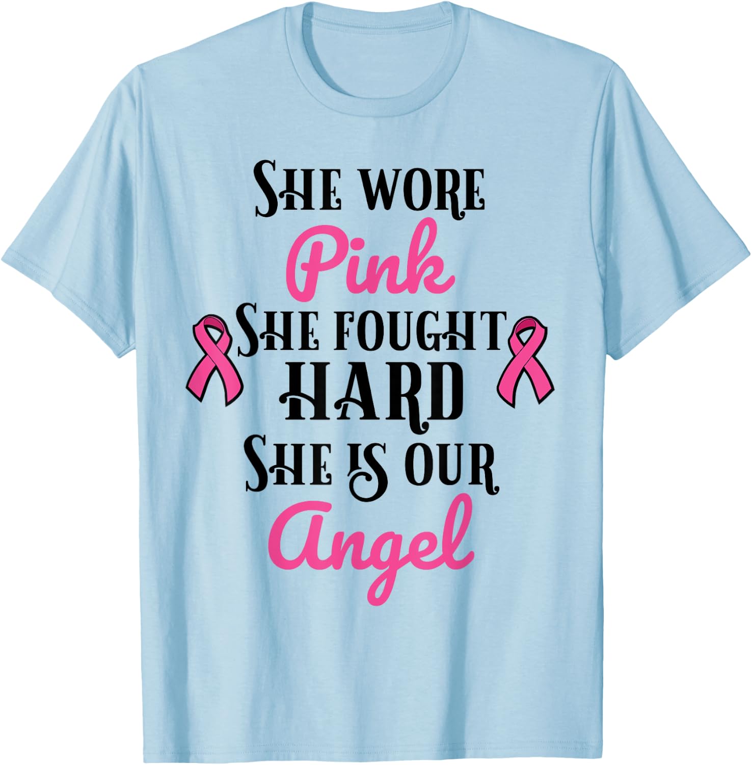 Breast Cancer Remembrance Angel T-Shirt - T-Shirt | Light Blue