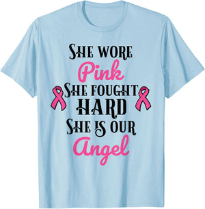 Breast Cancer Remembrance Angel T-Shirt - T-Shirt | Light Blue