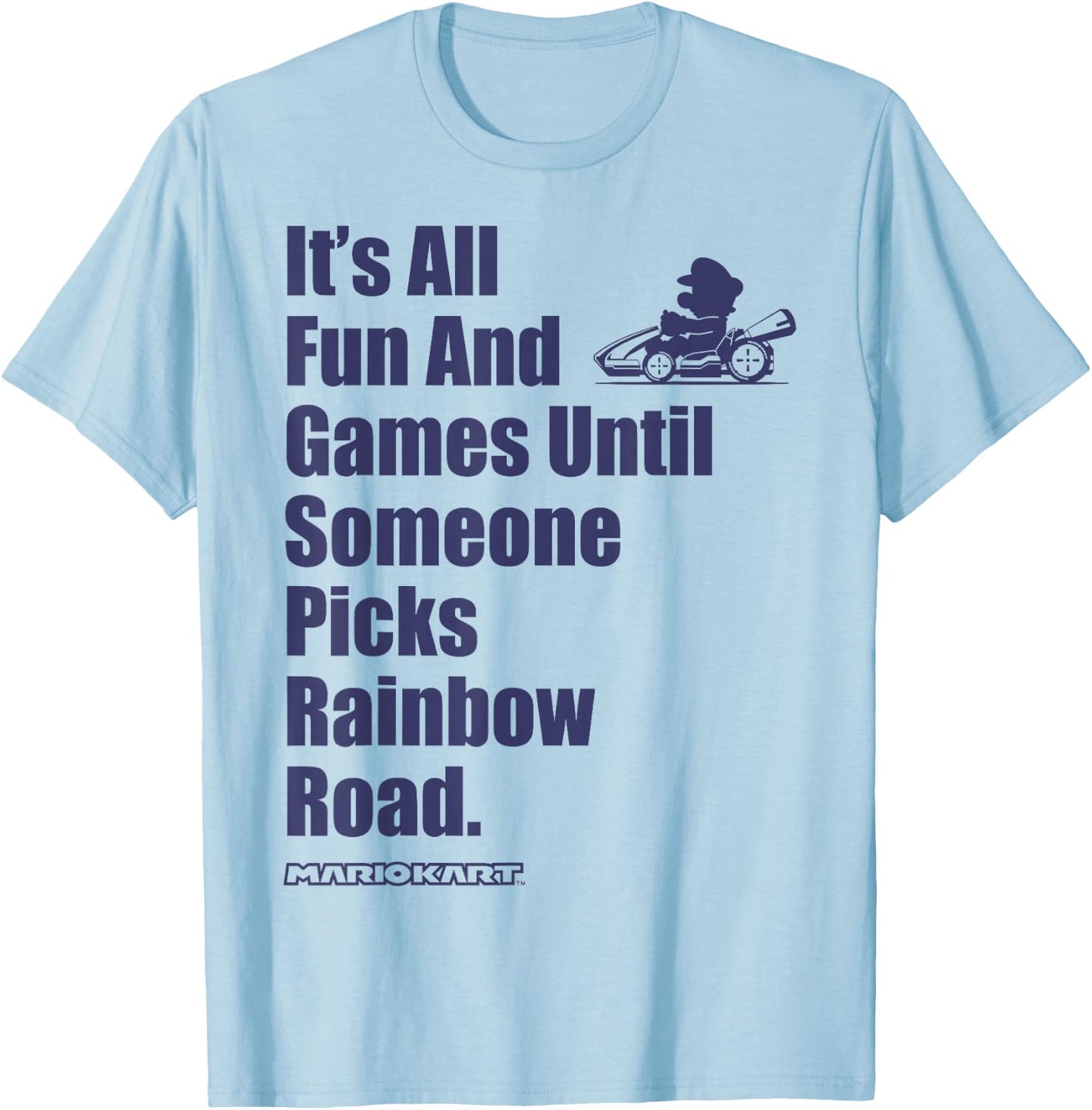Nintendo Mario Kart Rainbow Road Fun and Games Small T-Shirt - T-Shirt | Light Blue