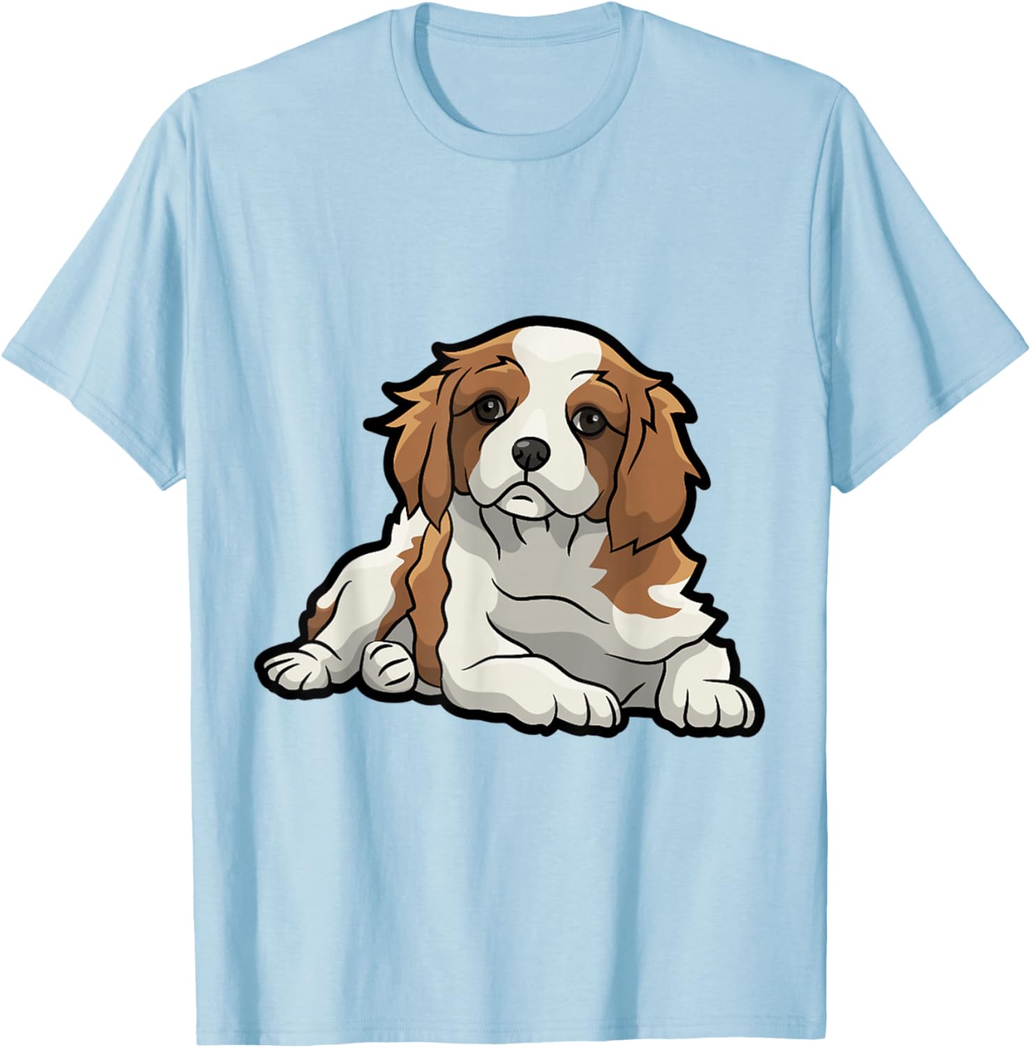 Cute Blenheim Cavalier King Charles Spaniel Puppy T-Shirt - T-Shirt | Light Blue