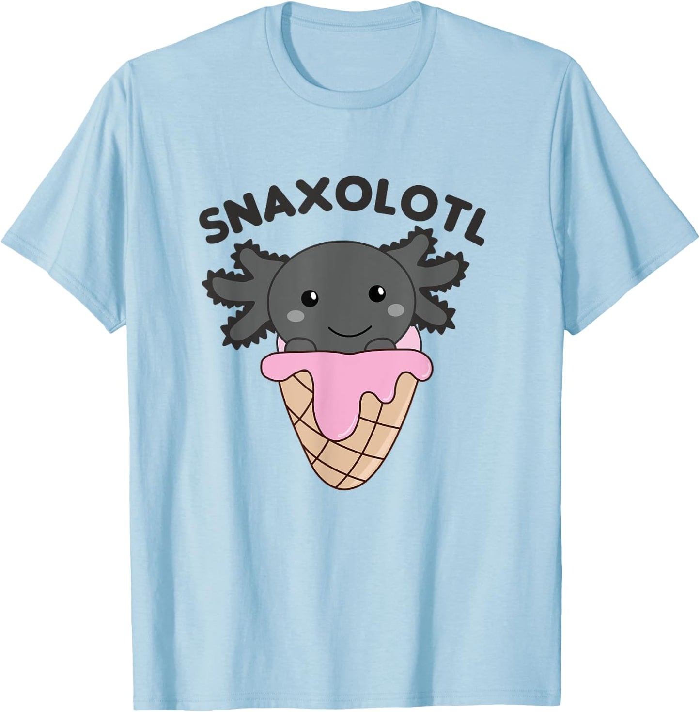 Snacks Pun Snaxolotl Ice Cream Axolotl Men Women Kids T-Shirt - T-Shirt | Light Blue