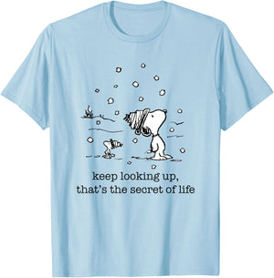 Peanuts Snoopy and Woodstock Christmas Snowfall , white, S T-Shirt - T-Shirt | Light Blue